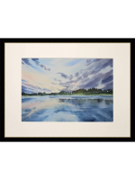 Картина авторская акварельная в паспарту 30х40 см на стену для интерьера "Отражение на Яузе"