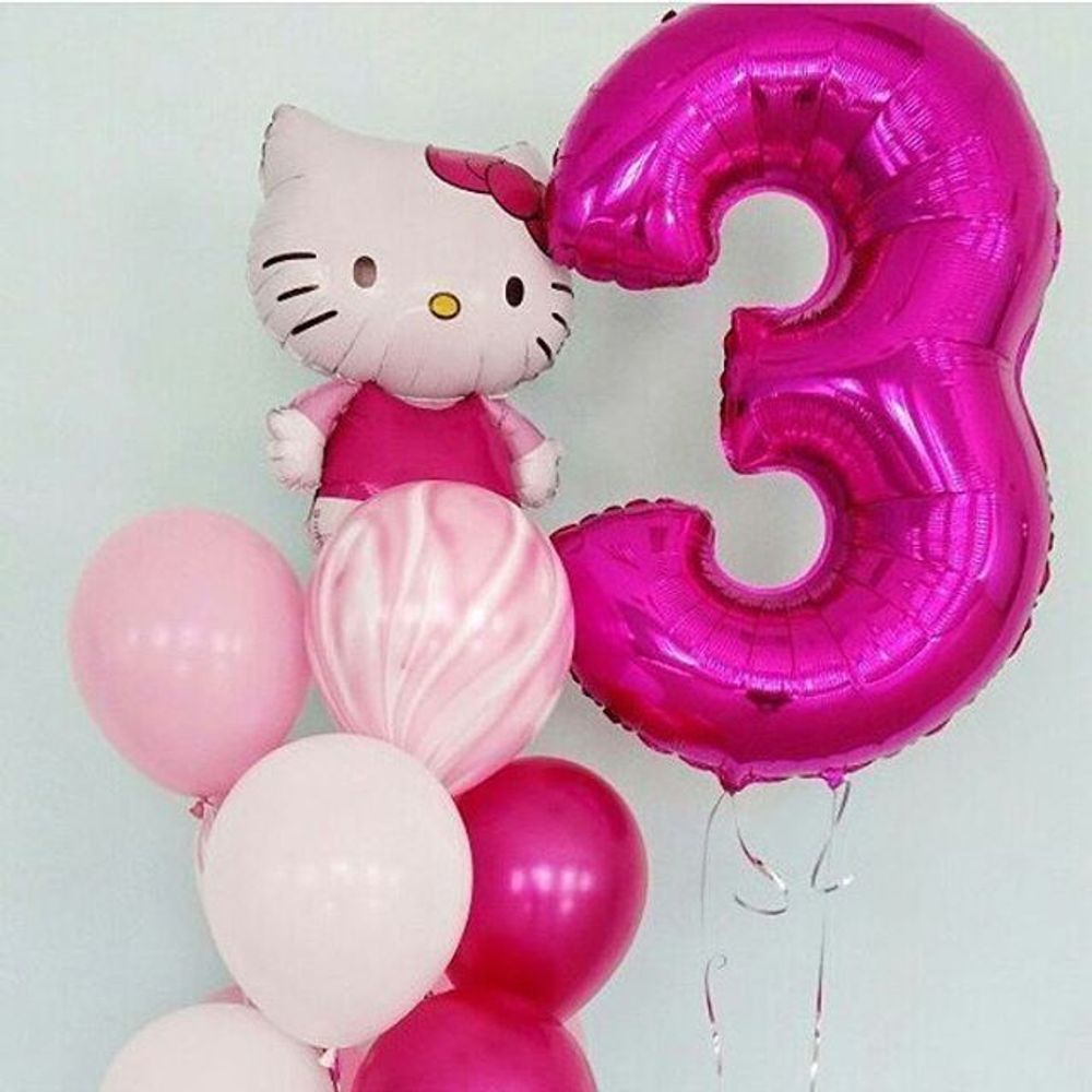 Шар (40"/102 см) Цифра, 3, Фуше, в упаковке