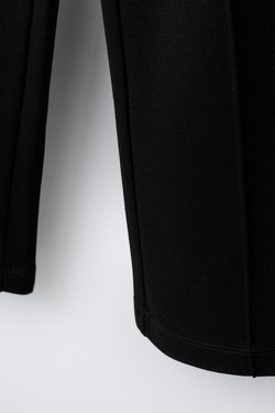 ZARA БРЮКИ WIDE LEG ИЗ ТРИКОТАЖА «ПУНТО РОМА», ЧЕРНЫЙ