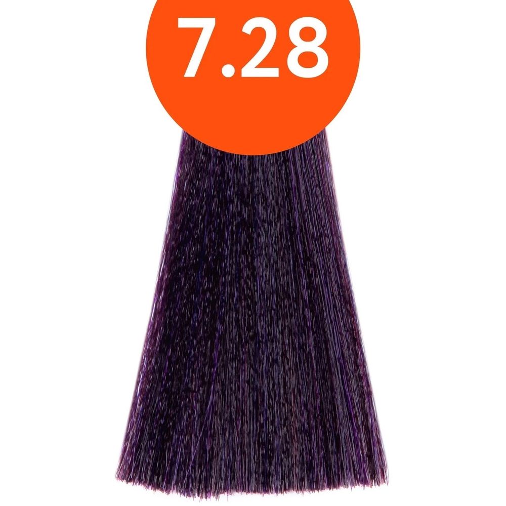 Стойкая крем краска для волос Ollin N-Joy Color Cream 100 мл, 7/28 русый фиолетово-синий