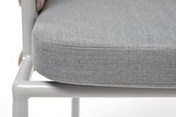 "Диего" стул плетеный из роупа, каркас из стали светло-серый (RAL7035) муар, роуп бежевый круглый, ткань светло-серая