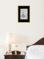 Картина, графика в паспарту 21х30 см на стену для интерьера "Часовня Сен-Жан-Батист-де-ла-Бомет-де-Пеон"