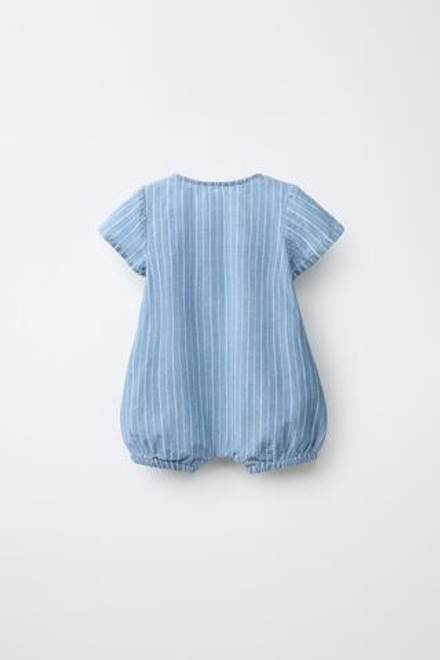 ZARA КОМБИНЕЗОН В ПОЛОСКУ, ВЫЦВЕТШИЙ СИНИЙ