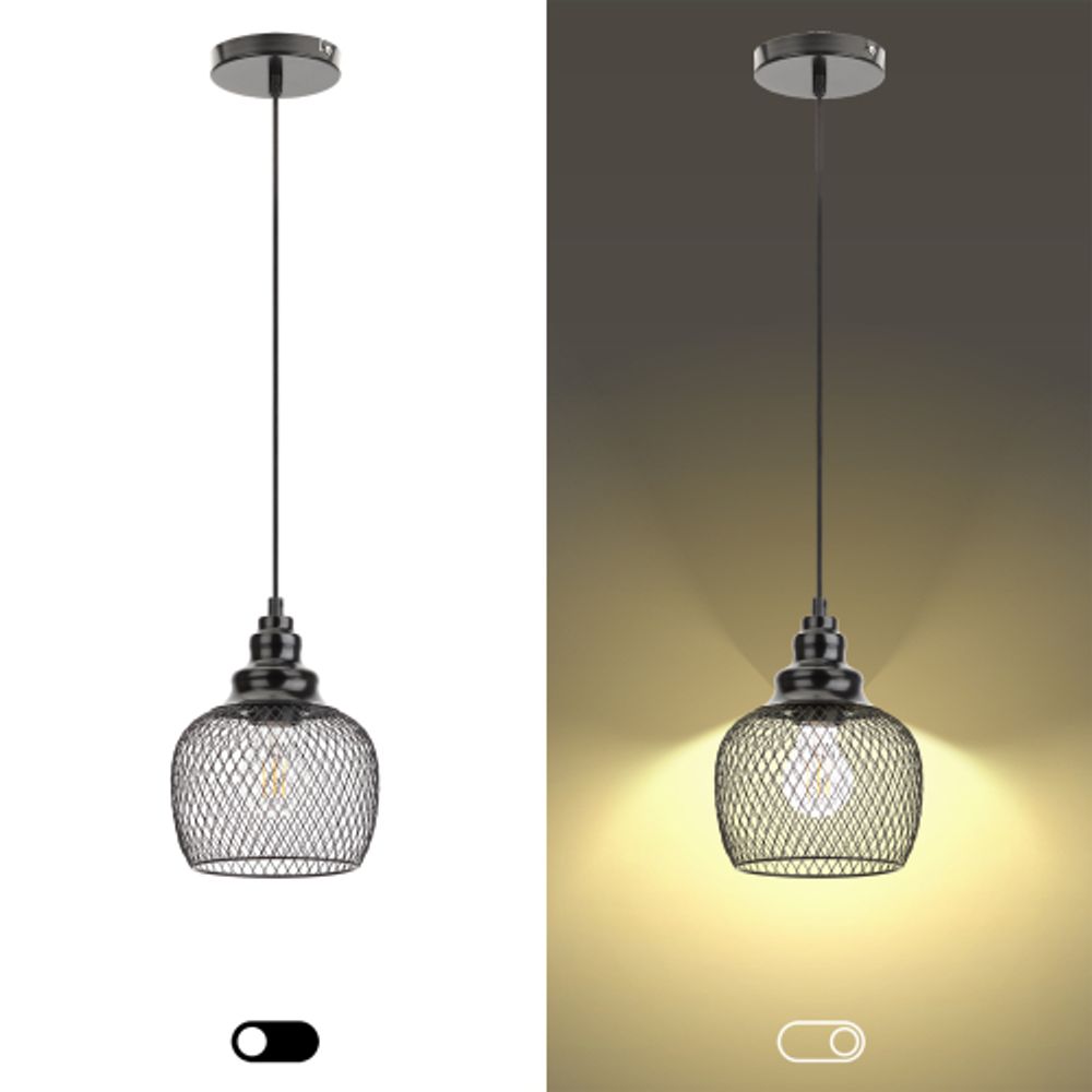 Светильник подвесной ЭРА PL8 BK под лампу E27 высота плафона 220мм подвеса 760мм черный | Подвесы в стиле LOFT