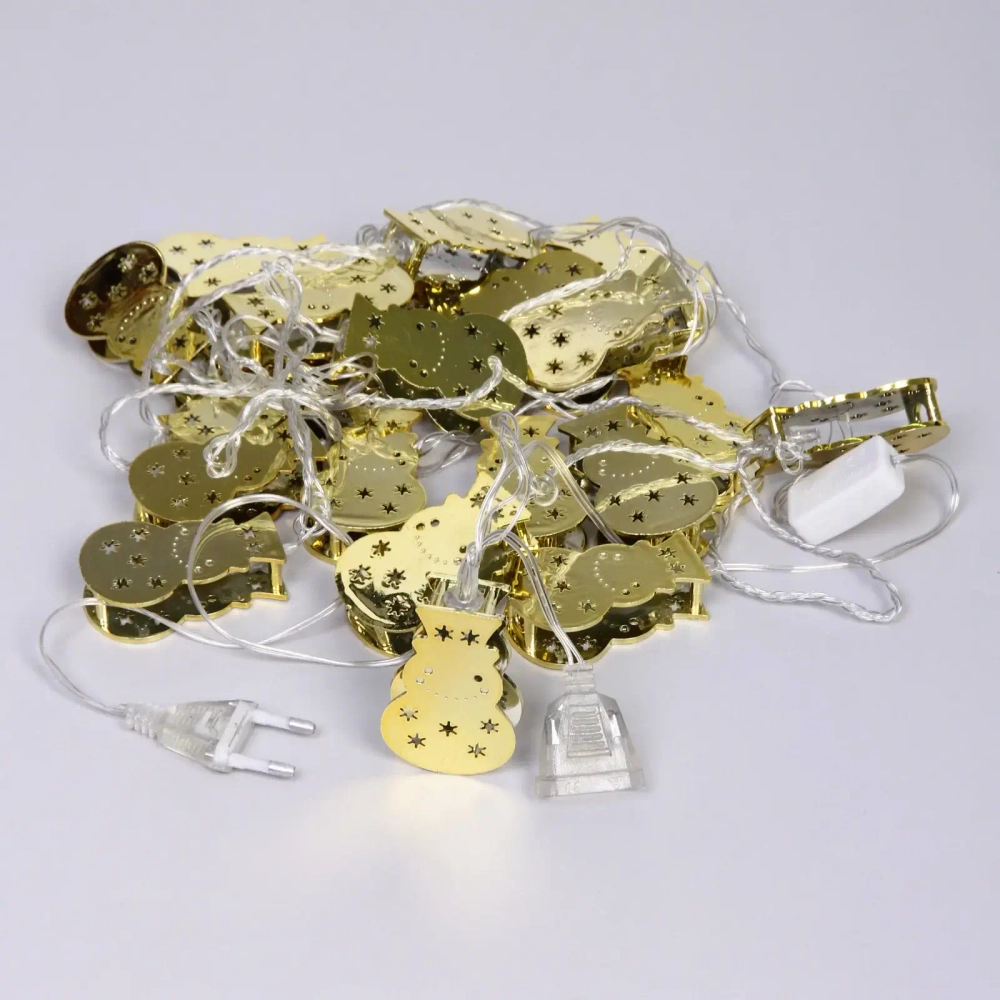 Гирлянда для дома «Золотой снеговик» 4м 20 ламп LED, 3,7*6 см прозр.пров.,1 реж, IP-20, Теплый белый (возможность соединения)