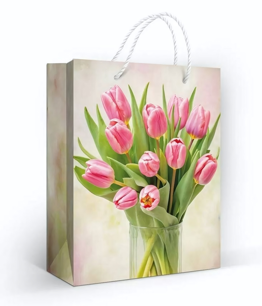 Пакет подарочный "Тюльпаны в вазе"(ГК Горчаков)