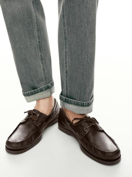 Massimo Dutti Кожаные лодочные туфли, коричневый