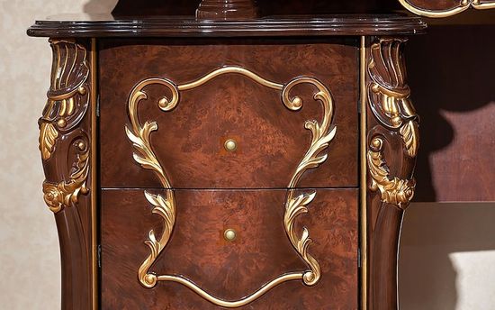 Стол туалетный  ДЖОКОНДА с пуфом и зеркалом корень  глянец