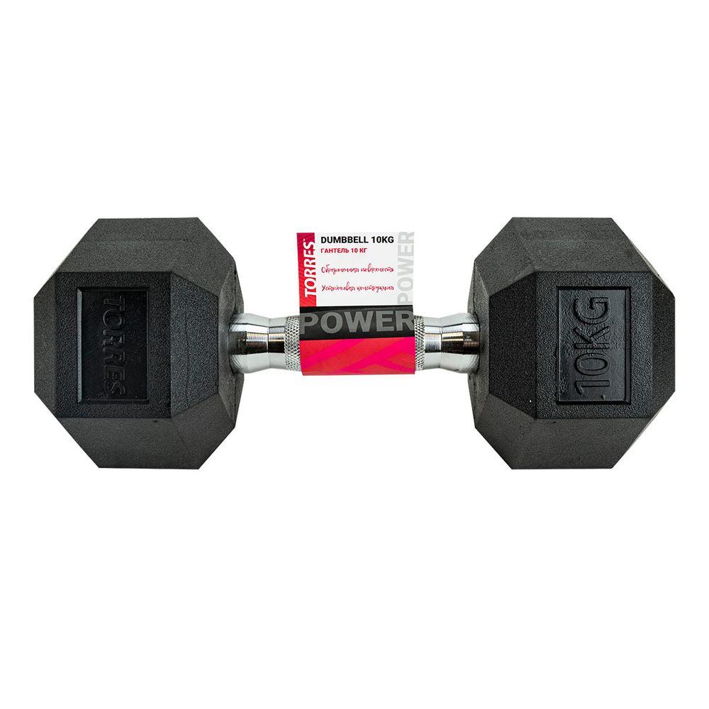 Гантель TORRES PL51910, вес 10 кг, 1 шт