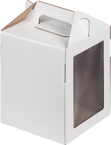 Коробка под пряничный домик и кулич, 160*160*200 мм (белая) гофрокартон