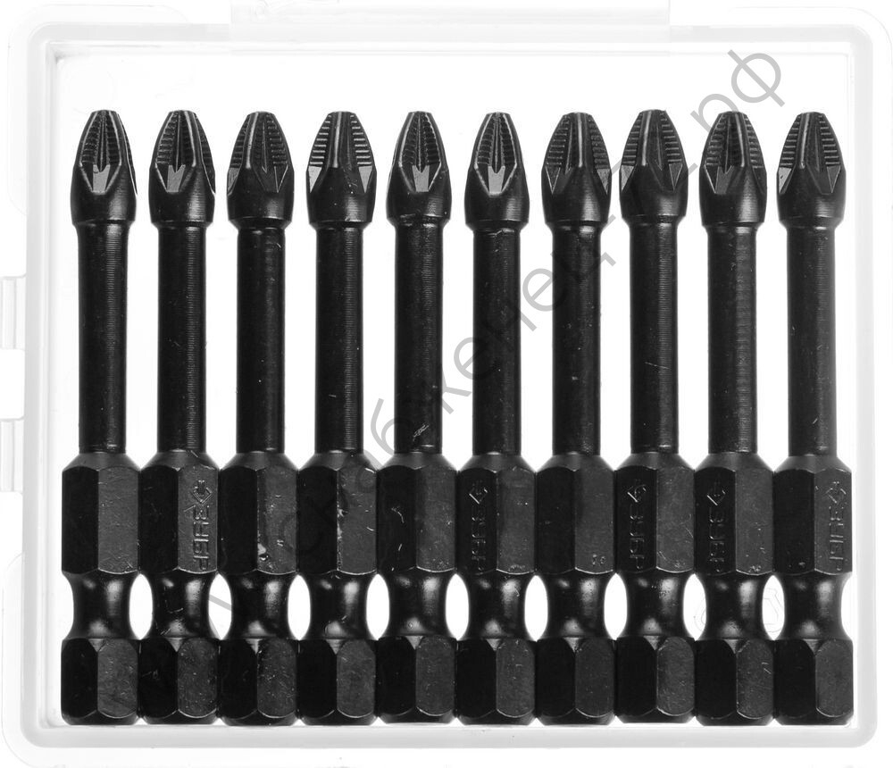 ЗУБР 10 шт, PZ 2, 50 мм, Ударные биты (26023-2-50-S10)