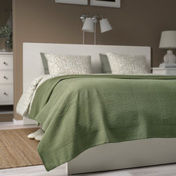ИНДИРА INDIRA Покрывало 230x250 см, серо-зеленое
