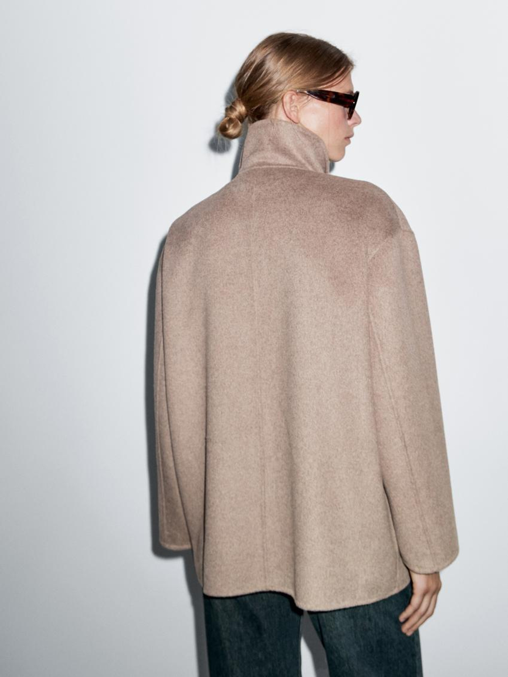 Massimo Dutti Пальто с воротником-стойкой, горчичный