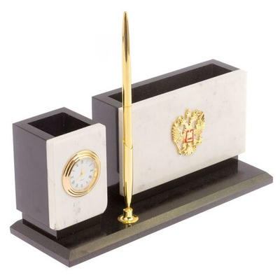 Письменный мини-набор "Герб России" камень мрамор