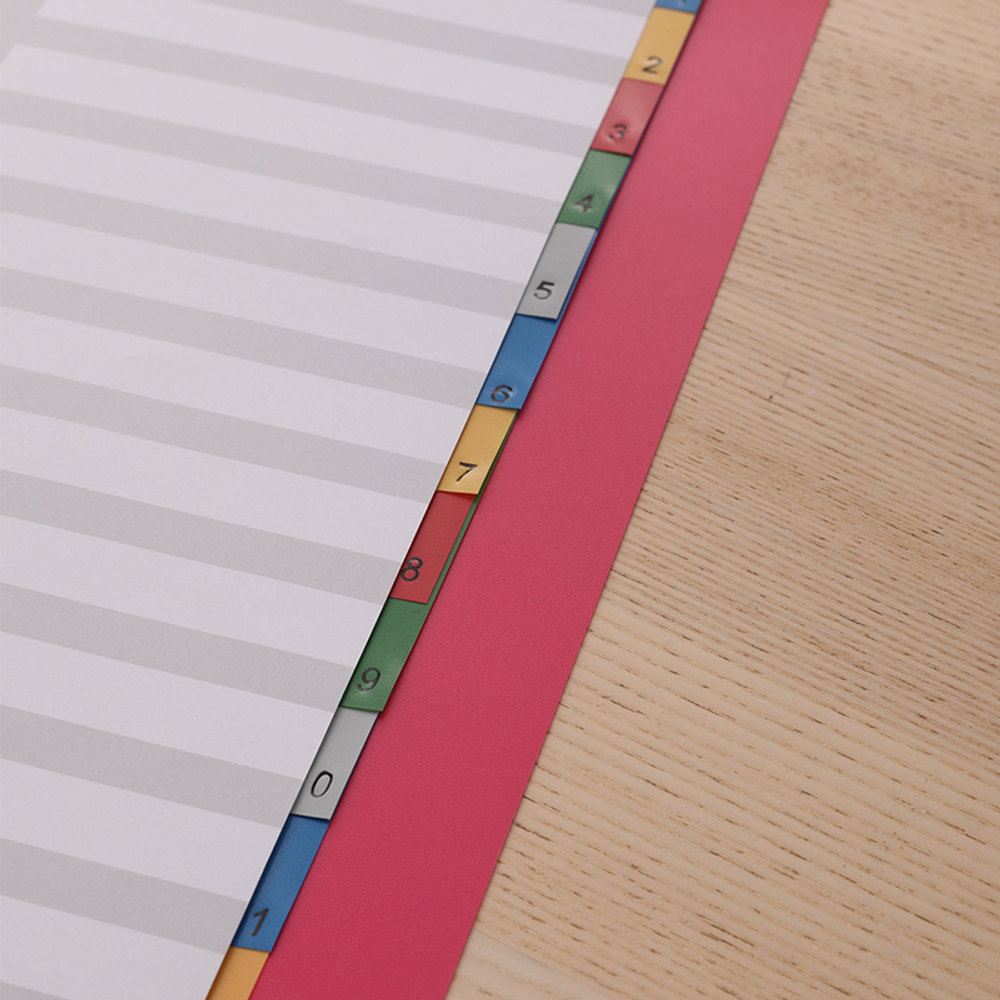 Разделитель пластиковый DELI, А4, 12 листов, цветной