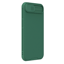 Чехол усиленный зеленого цвета (Dark Green) с защитной шторкой для камеры от Nillkin на iPhone 16e, серия CamShield Pro Case