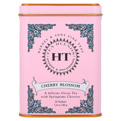 Harney & Sons, HT Tea Blends, зеленый чай с цветком вишни, 20 пакетиков, 40 г (1,4 унции)