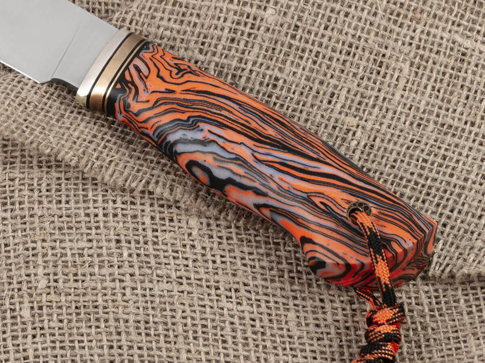 Нож для бушкрафта "Гектор", сталь VG-10/Elmax, рукоять микарта (оранжевая)