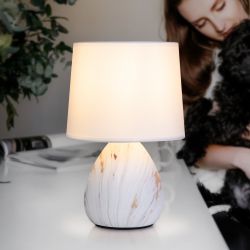 Настольная лампа Rivoli   D7037-501 1 * Е14 40 Вт керамика белая с золотом с абажуром