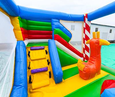 Коммерческий надувной батут «Поход в цирк» с горкой, 4*4*2,8 м