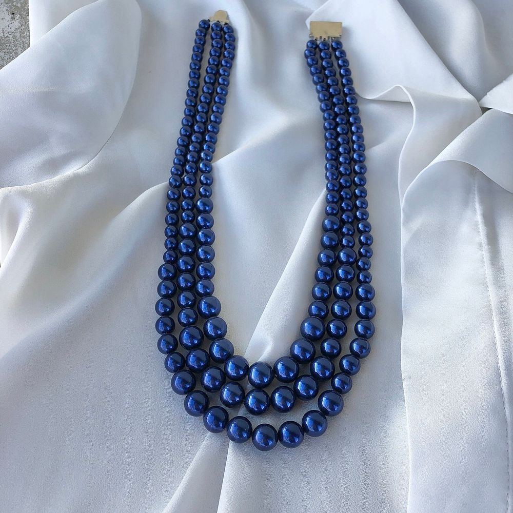 жемчуг Майорка синий 3 ряда, 204155 жемчуг Майорка синий 3 ряда, 204155