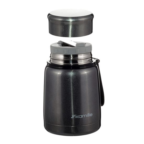 Термос для еды 530 мл. из нержавеющей стали Kamille KM 2099 с ложкой и ремешком