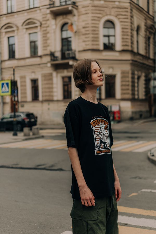 Футболка оверсайз Meatball черная - фото 5