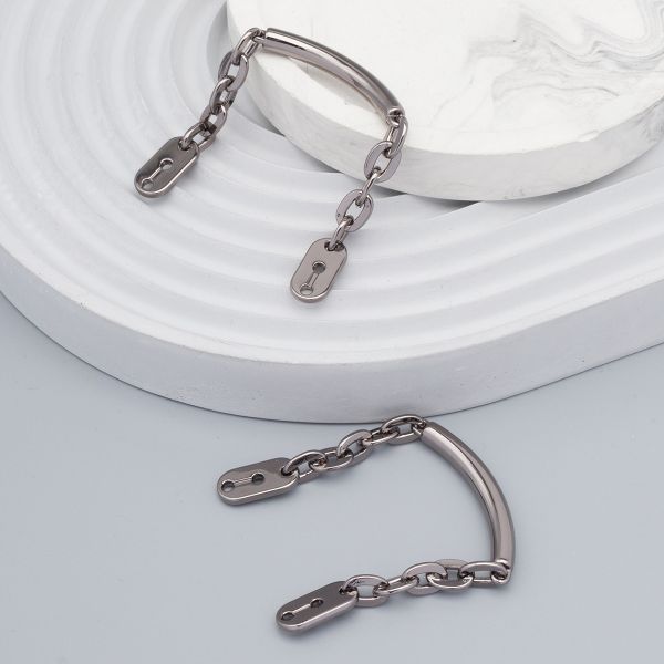 Цепочка-вешалка для одежды 105х7 мм, металл, Pewter олово, чер.никель, 2 шт, MB196