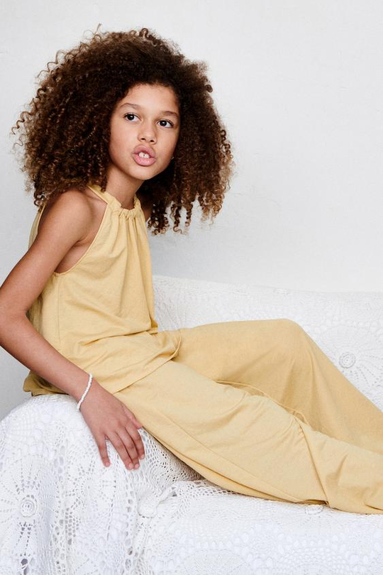 ZARA ТОП С ГОРЛОВИНОЙ ХАЛТЕР, ЖЕЛТЫЙ