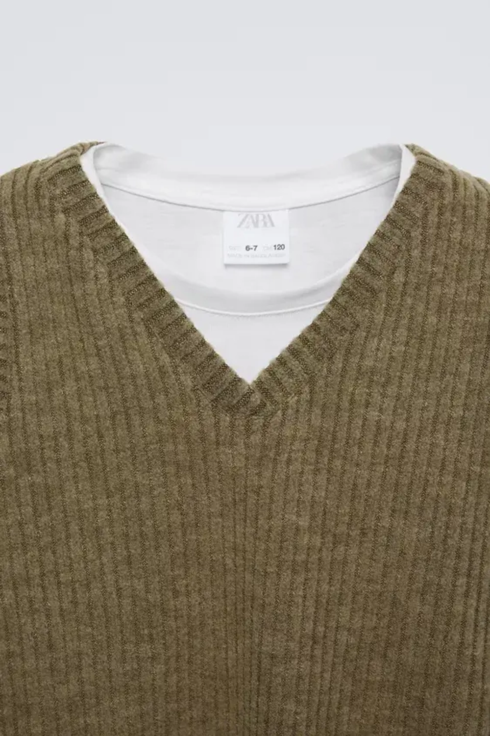 ZARA ТРИКОТАЖНЫЙ ТОП С КОНТРАСТНЫМИ РУКАВАМИ, ЗЕЛЕНЫЙ С МЕЛАНЖЕВЫМ ЭФФЕКТОМ