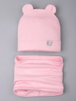 Шапка для девочки с ушками осенняя и снуд