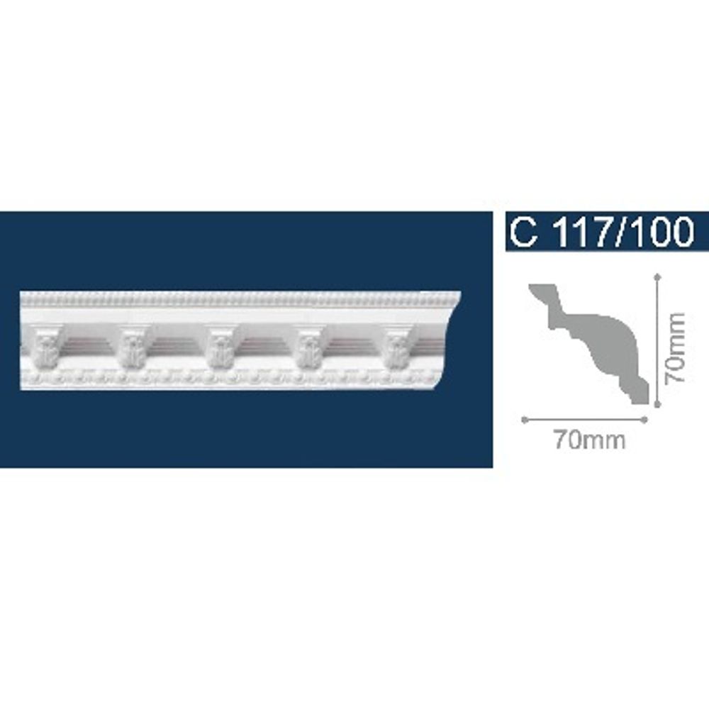 С117/100 Плинтус потолочный Солид белый, экструдированный