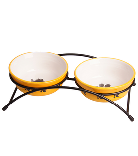 Mr.Kranch Миска на подставке для собак и кошек двойные 2x290 мл оранжевые