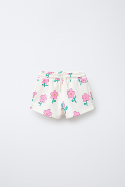 ZARA ШОРТЫ С ПРИНТОМ, НЕОНОВО-РОЗОВЫЙ