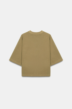 ZARA ФУТБОЛКА С КОРОТКИМИ РУКАВАМИ И ЭФФЕКТОМ ПОТЕРТОСТИ, ОЛИВКОВЫЙ
