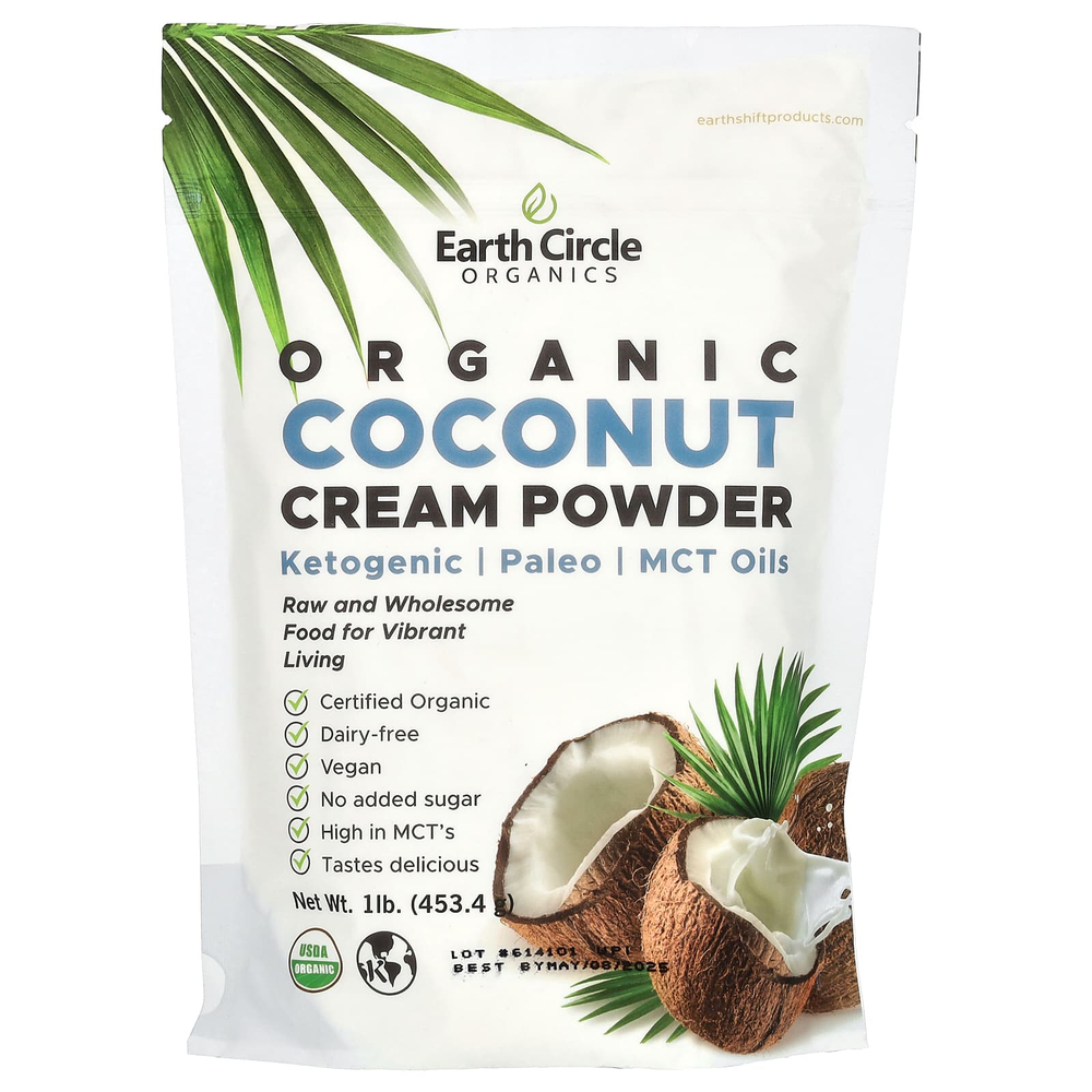 Earth Circle Organics, органические сухие кокосовые сливки, 453,4 г (1 фунт)