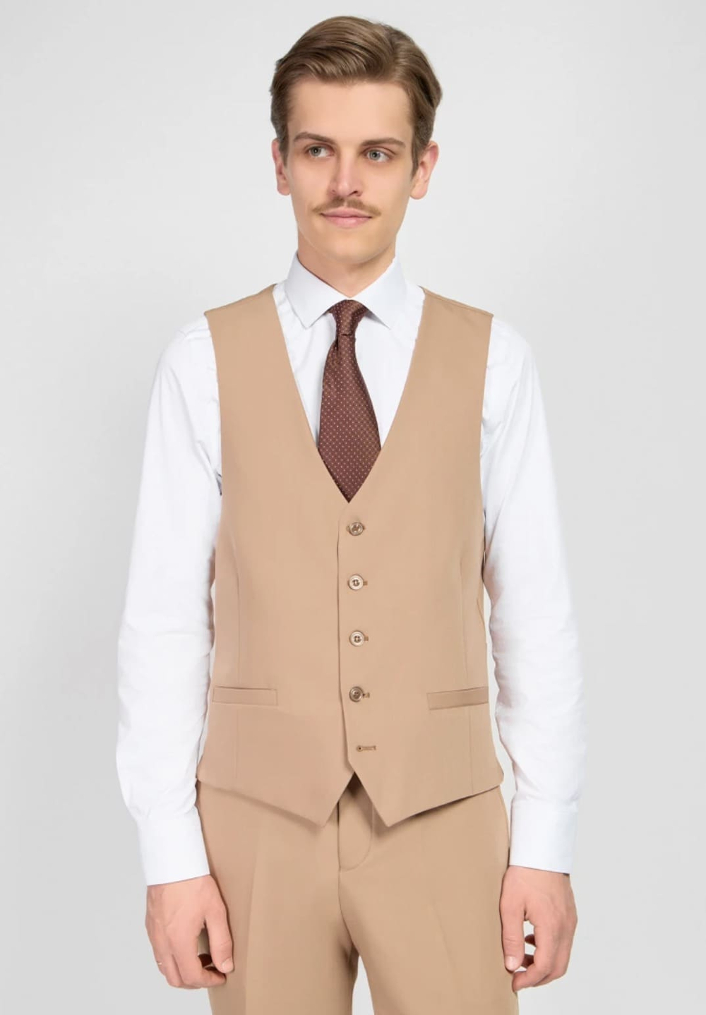 Мужской костюм тройка (бежевый) А43