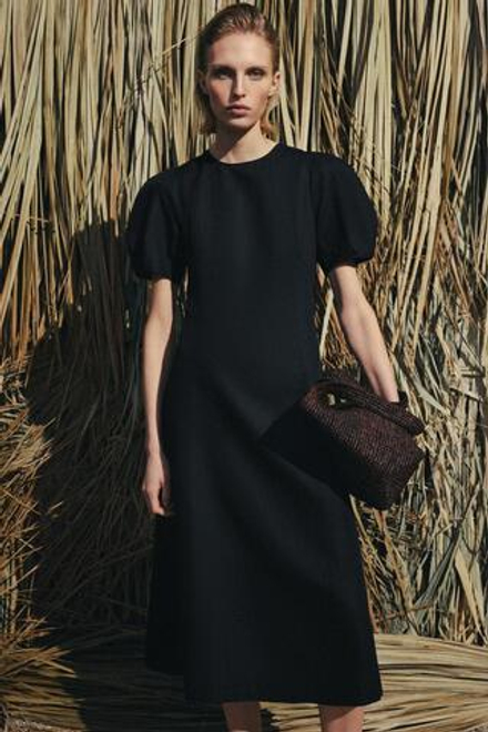 ZARA ПЛАТЬЕ МИДИ ИЗ СМЕСОВОГО ЛЬНА — ZW COLLECTION, ЧЕРНЫЙ