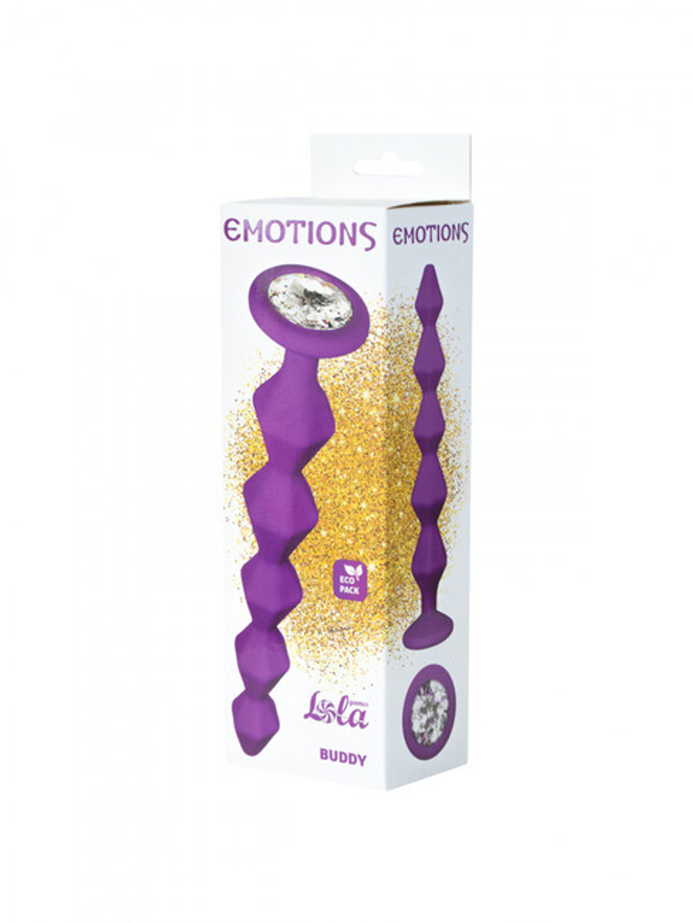 Анальная цепочка с кристаллом Emotions Buddy Purple (Цвет: фиолетовый с прозрачным)