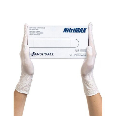Перчатки NitriMax размер S, белые,нитриловые неопудренные нестерильные-100шт (50 пар)