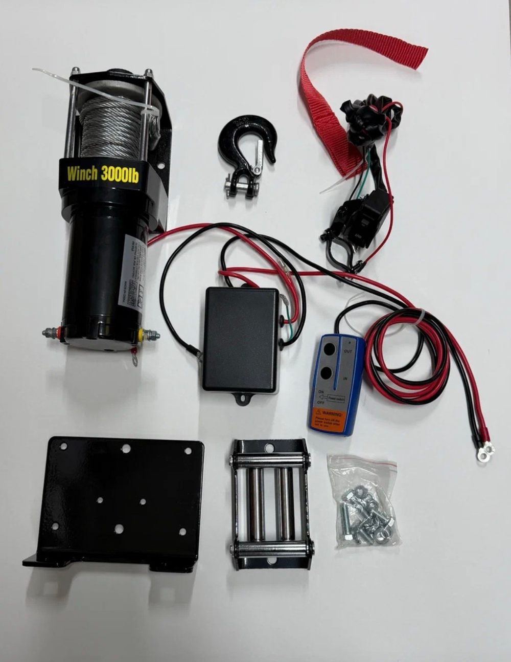 Лебедка электрическая 3000 lbs, 1361 кг, 12V, стальной трос, с пультом управления, Electric Winch, ВездеТяг (1 шт. / комплект) Гарантия 14 дней