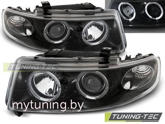 Передние фары Seat Leon 1/Toledo 2 angel eyes black