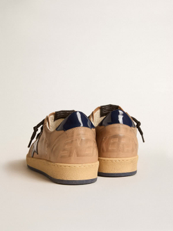 Men’s Ball Star in beige leather with blue patent leather star and heel tab