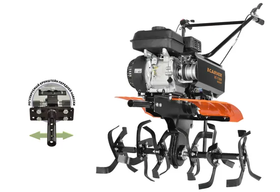 Мотоблок "CARVER" МТ-7100W (7 л.с., с пониж. передачей, колеса 19*7-8)