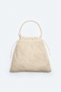 ZARA СУМКА-ШОПЕР ИЗ МАКРАМЕ, КРЕМОВЫЙ БЕЛЫЙ
