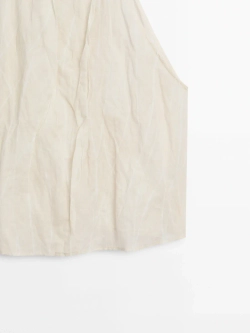 Massimo Dutti Топ с горловиной халтер и принтом, натуральный, кремовый