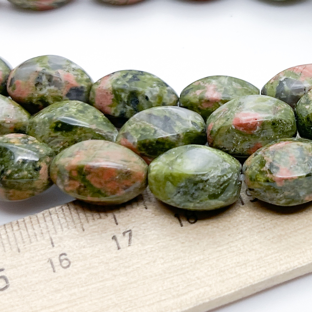 Унакит бусины, размер около 14*11 мм, цена за набор 6 шт