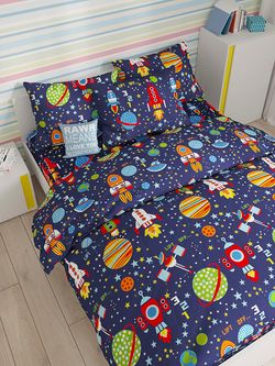 Простынь на резинке Сказка "Космос" 120х200 см, перкаль