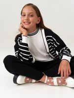 Кардиган для девочки в школу AT1010 черно-белый