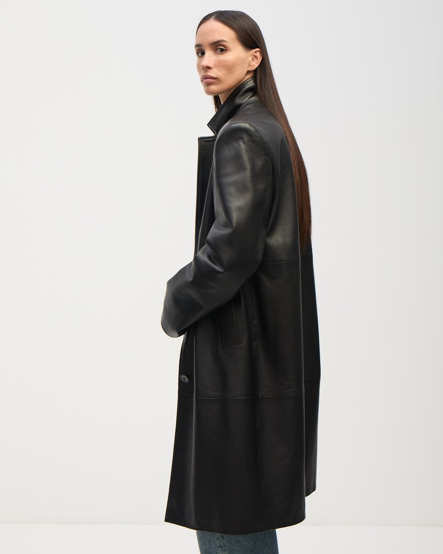 Плащ из натуральной кожи, Черный